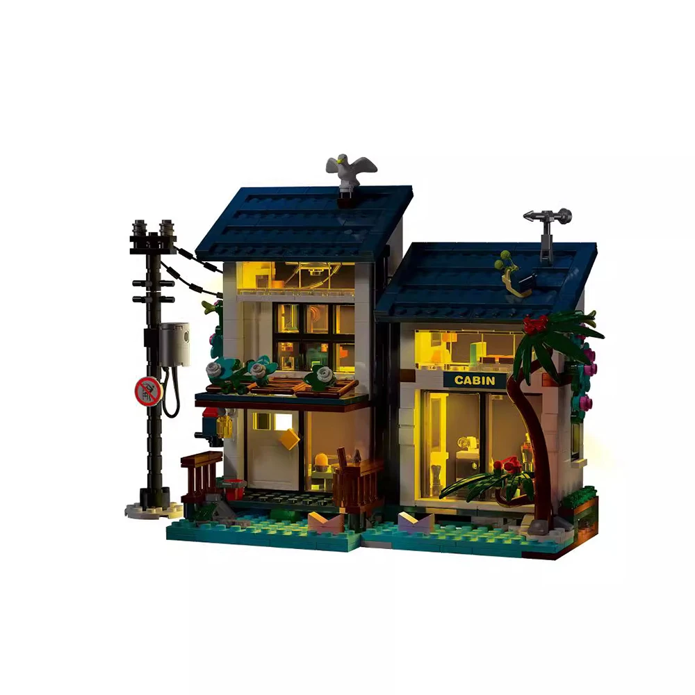 City Street View Decoration Building Block Set Holiday villa DIY Shop Model Building Toy Ideal for Home Decor and Holiday Gifts