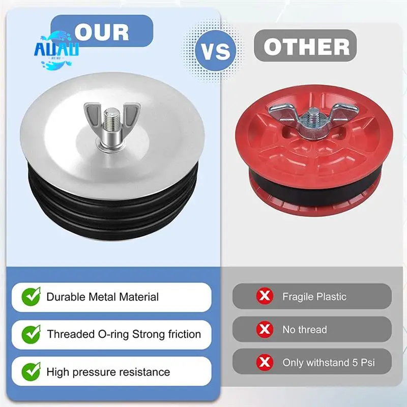 

AUAU-Mechanical Test Plug 4Inch,Sturdy Sewer Cleanout Cap With Galvanized Screw And Wing Nut Fit For Most Pipe Sink Pool