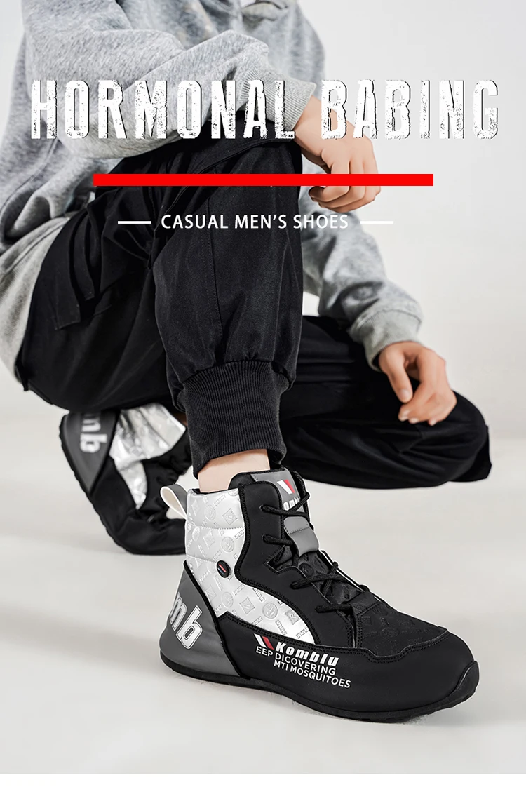 Modische Herren-Sneaker mit Farbblockdesign, Hoher Schaft und Schnürung für Outdoor und Freizeit – Detail 1