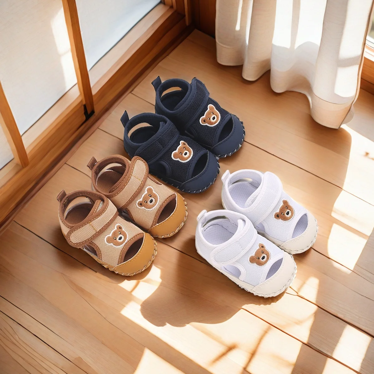 New Girls' Shoes Preschool Flat Shoes High grade Soft Rubber Sole Anti slip Summer Cute Cartoon Crib First Walking Shoe 0-18M