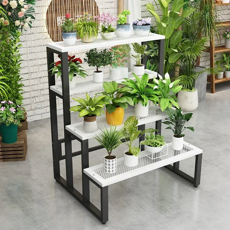 Commercial Black Flower Stand Metal Indoor Window Large Flower Stand Luxry Shelf Holder Mensole Per Piante Balcony Furniture