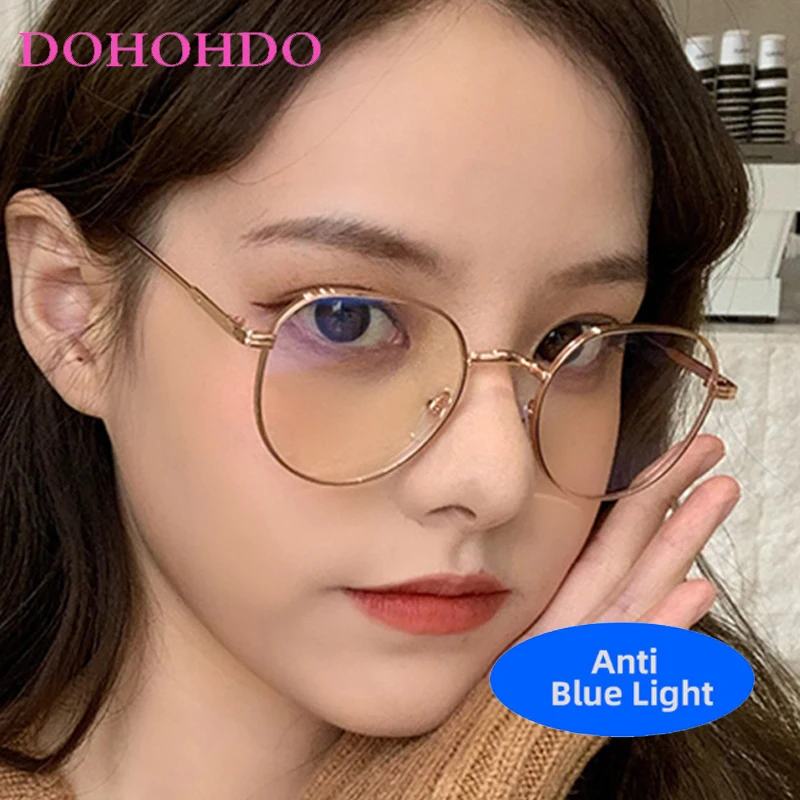 

Small Frame Metal Oval Anti-Blue Light Glasses Men Women Luxury Brand Design Computer Classic Optical Glasses For Gaming Lentes