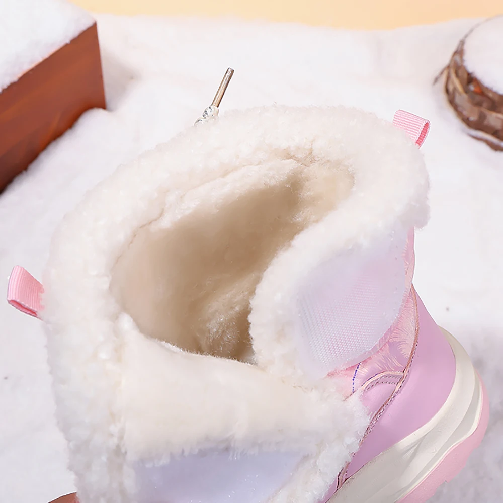 Sepatu Bot Salju Anak-anak Panjang Betis Sepatu Bot Mewah Remaja Hangat Tebal Sepatu Katun Anak Laki-laki Perempuan Tahan Air Antilicin