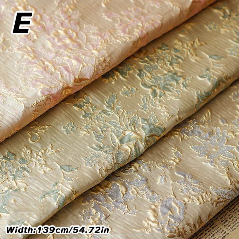 

1M Luxury Golden Silk Flower Embossed Jacquard Fabric Woven Brocade Fabric Garments Dress Suit Bag Upholstery DIY Sewing Cloth