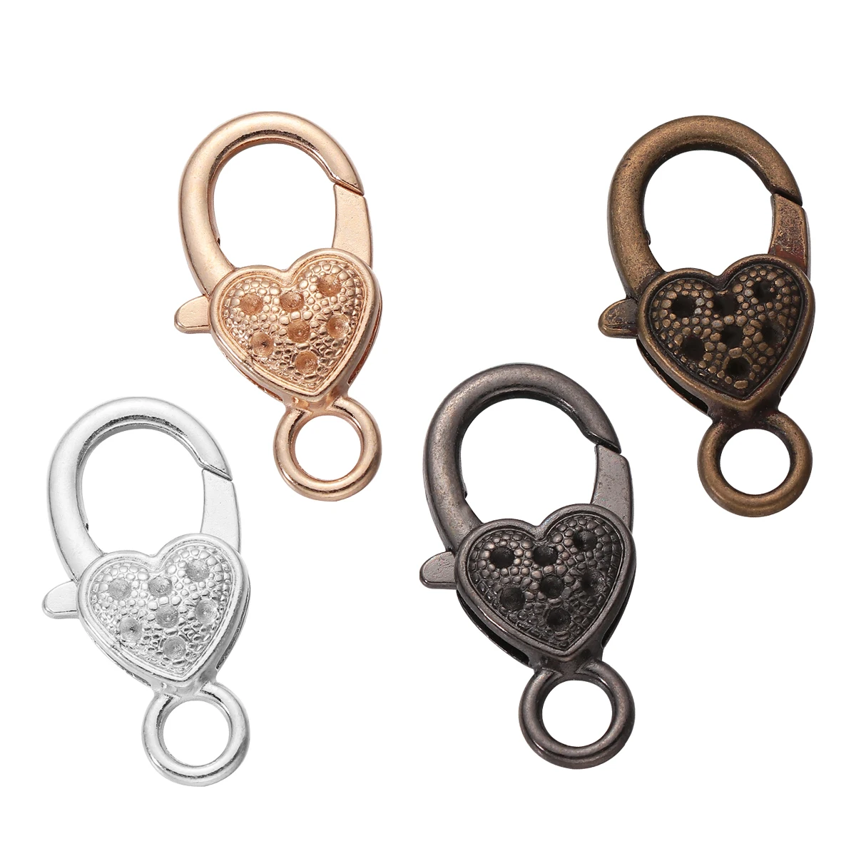 

40pcs Heart Shaped Vintage Alloy Lobster Clasp Small Jewelry Accessories for Bracelets Necklaces Luggage Bags Straps