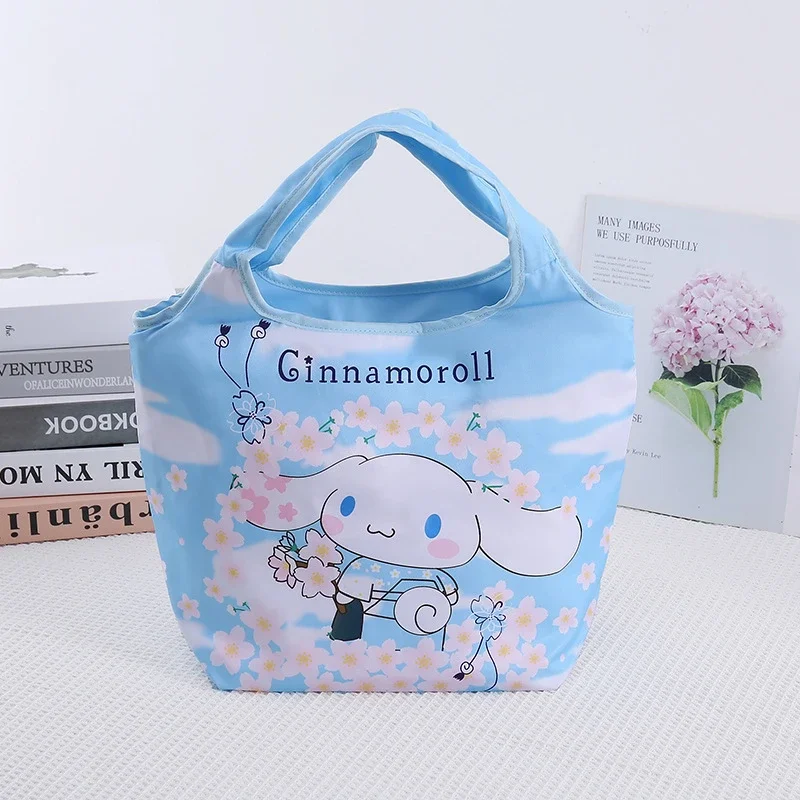 Kawaii Sanrio Hello Kitty Lunch Bag My Melody Kuromi Student Cartoon Canvas Lunch Box Bag Insulation Refrigerated Picnic Bag