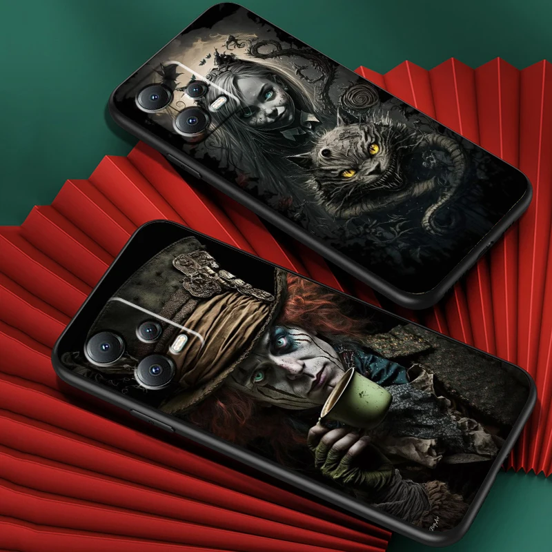 Disney Alice In Wonderland For Xiaomi Redmi Note 13 12R 12 12S Turbo 11 11T 11S 10 10S Pro Plus 5G Black Cover Phone Case