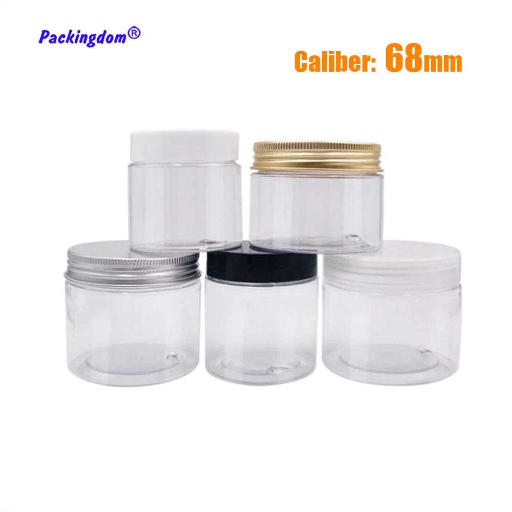 50pcs 8oz Durable Plastic Jar Food Storage Clear Container Cream Box Ideal For Dry Spices Tank with Lids 120ml 150ml 250ml 500ml