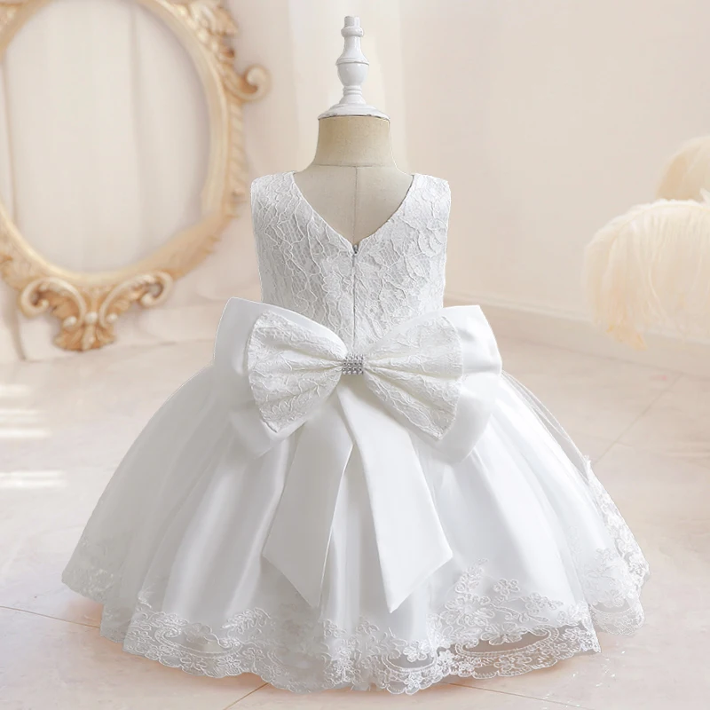 Toddler Baby Girls Lace Dress Kids Flower Elegant Wedding Princess Birthday Tutu Dress Children Christmas Party Formal Clothing