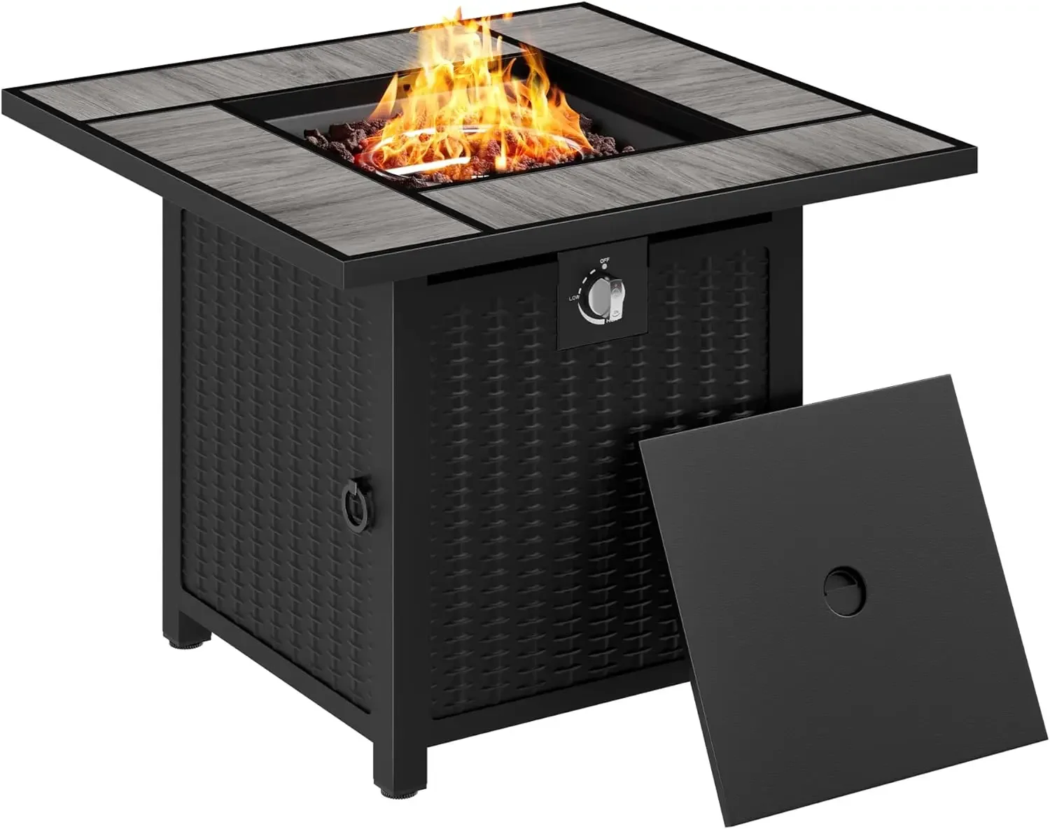 Tavolo da fuoco, tavolo da esterno Firepit con copertura antipioggia e pietra vulcanica, focolare a propano 50000 BTU tavolo da fuoco 3 in 1 per Patio