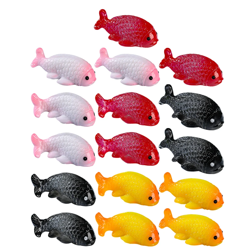 

16pcs Goldfish Micro Landscape Ornament Aquarium Fake Figurines Resin Decorative Tank Accessories Swimming Goldfish Miniature