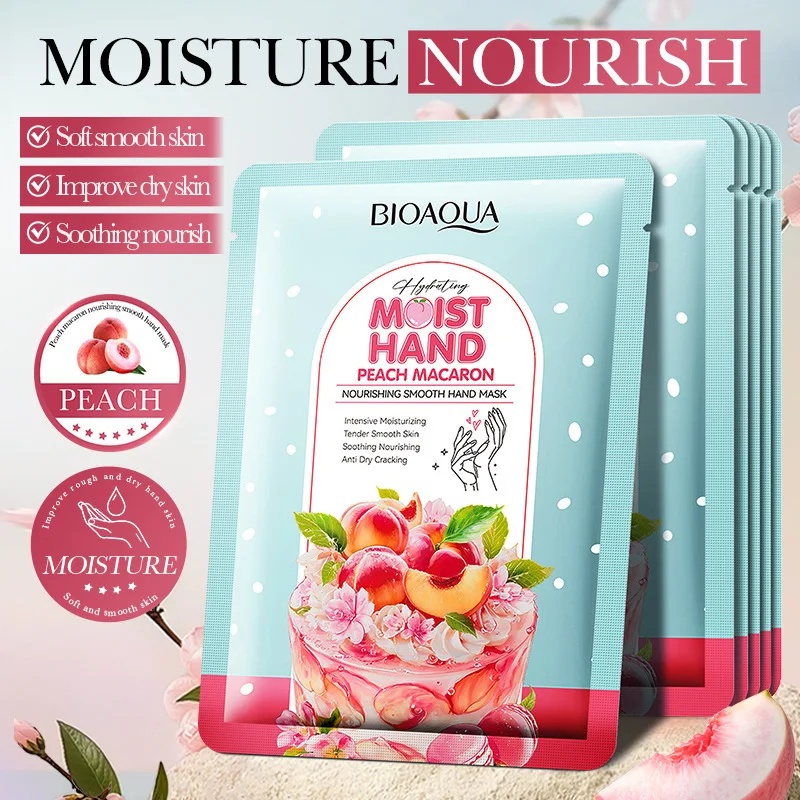 5 عبوات من قناع اليد الخوخي 40 مل - الترطيب العميق وإصلاح البشرة الجافة، يمنع التشققات وتغذية، وحماية الشتاء والعناية اللطيفة