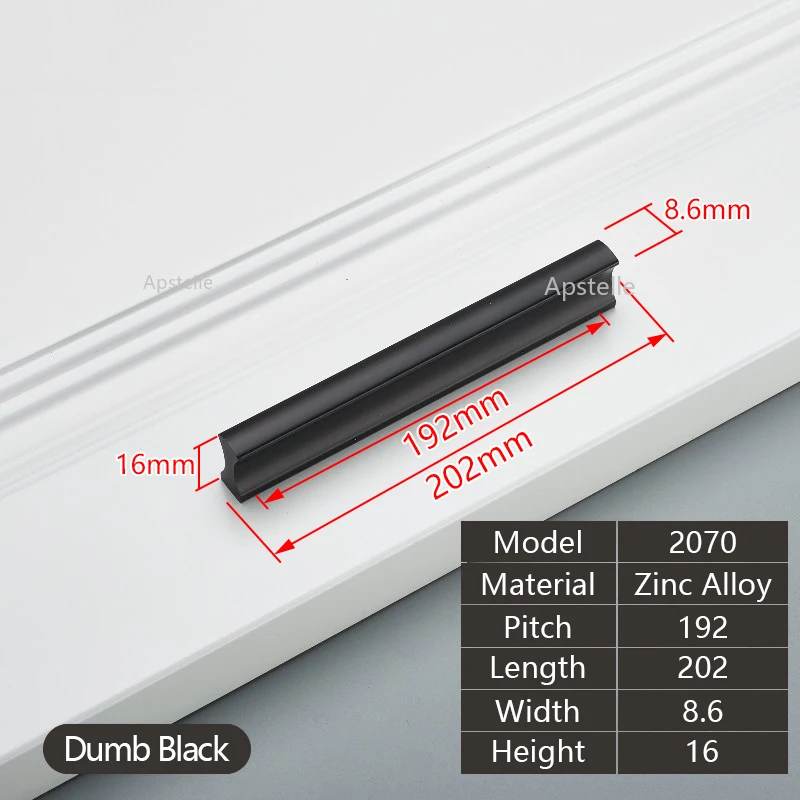 Wardrobe Closet Handle Silver Black Gold Cabinet Drawer Pull Cupboard Kitchen Hardware Modern Long Zinc Alloy Suitcase Knob