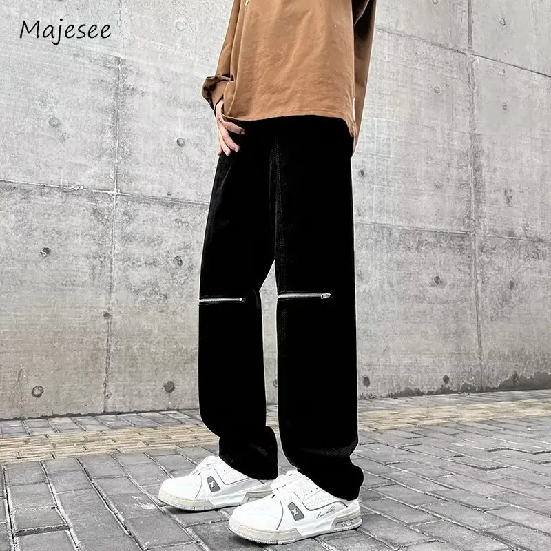 

Jeans Men European Style Vibe High Street Denim Trousers All-match Chic Fashion Full Length Simple Popular Autumn Daily Hip Hop