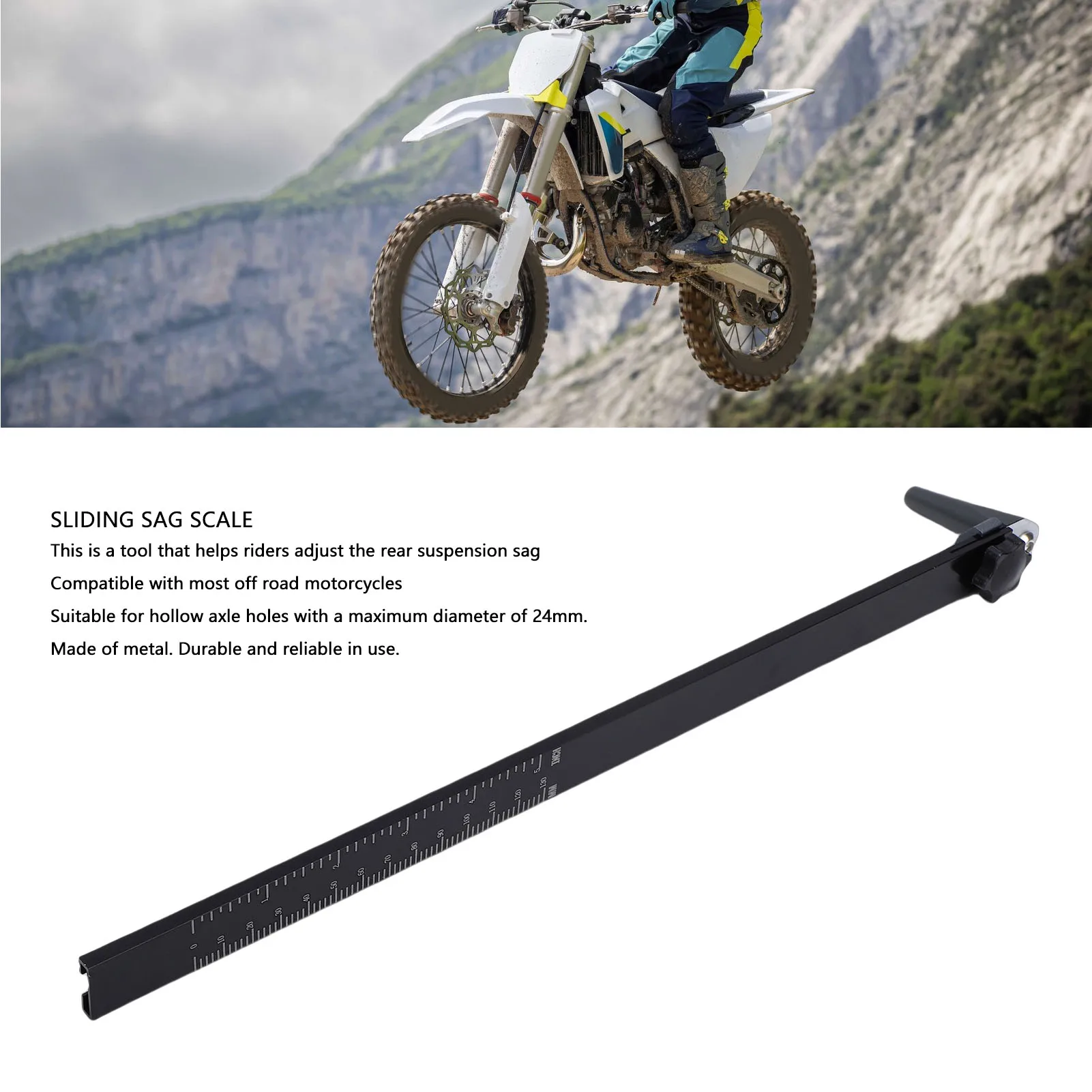 Motorcycle Sag Scale Dirt Bike Sag Scale Sliding Sag Scale Sturdy Metal Rear Suspension Sag Measurement Tool for Most Dirt Bikes