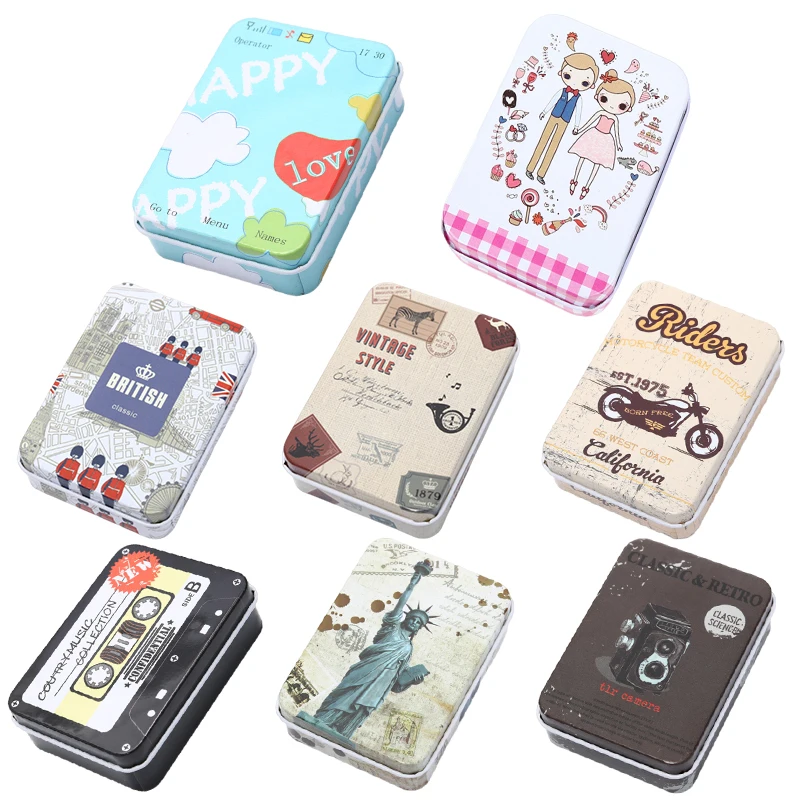 10/20/30pcs Tinplate Sealed Jar Rectangle Metal Tin Jars Coin Small Item Storage Boxes Jewelry Earrings Gift Packaging Box