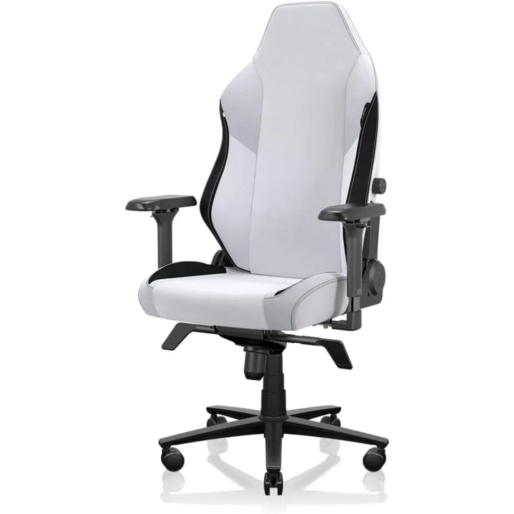 

White gaming chair - ergonomically comfortable computer chair with 4D armrests, magnetic headrests, and 4-way lumbar support