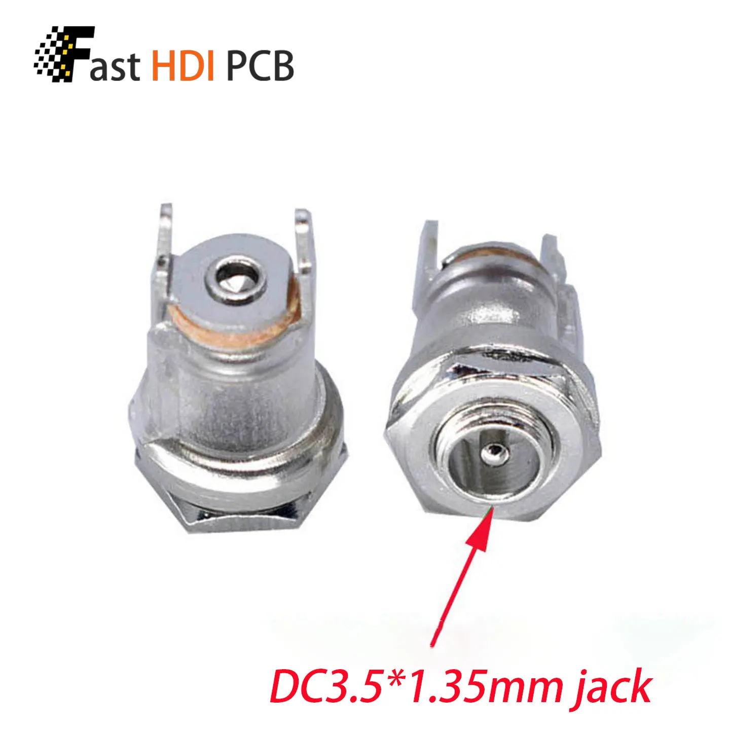 DC-035 DC Power Jack 3.5x1.35mm Female Socket 2 Pin Vertical Stand Transparent Round Chassis Mount with Nut for Small Electronic