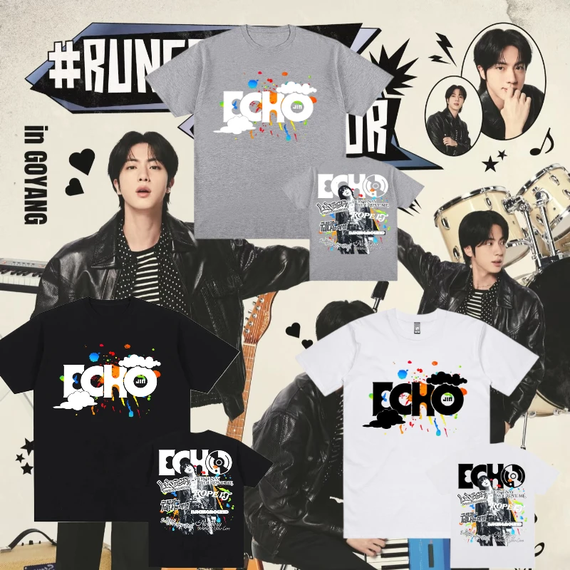 

25 Jin Echo Solo альбом футболка с коротким рукавом хлопковые летние футболки корейская певица графическая модная футболка унисекс уличная женская одежда