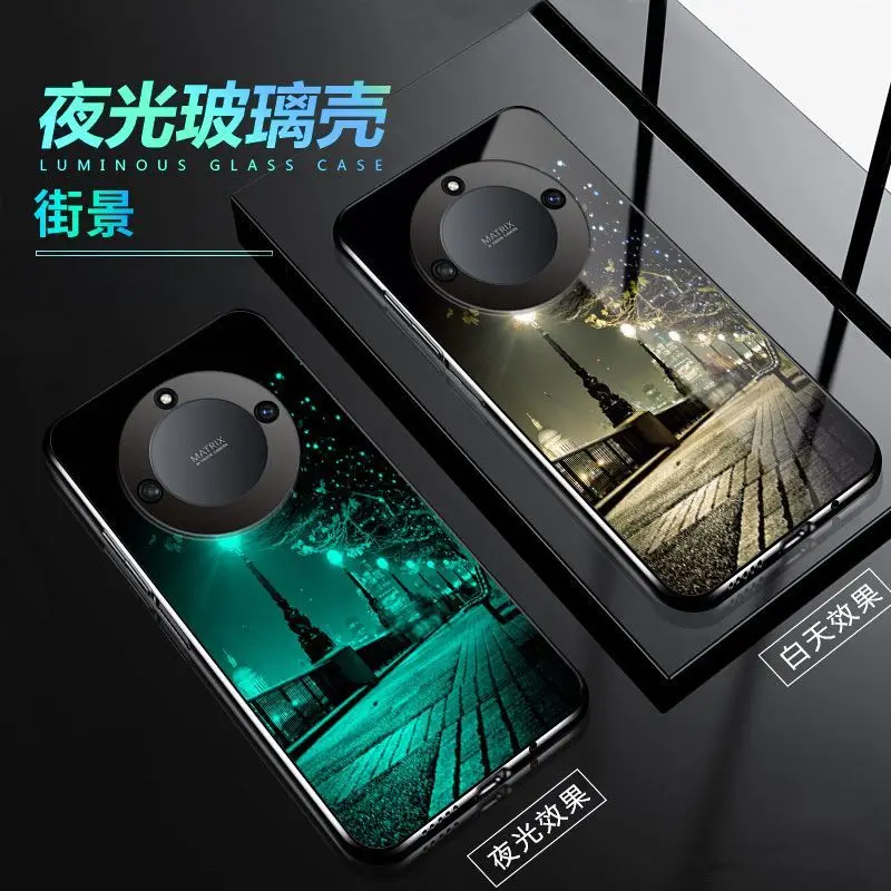 

Светящийся чехол из закаленного стекла для телефона Huawei Honor X50, чехол для Honor X50, чехол, светящийся в темноте