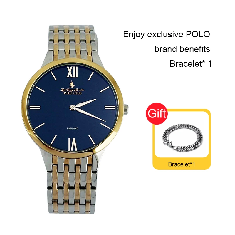 POLO Club watch original simple fashion waterproof steel quartz technology sense thin models light men's PL160 reloj hombre