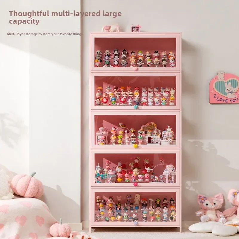 Display cabinet Household blind box ornament Pain cabinet decoration Dust-proof glass display stand Living room model cabinet view 3