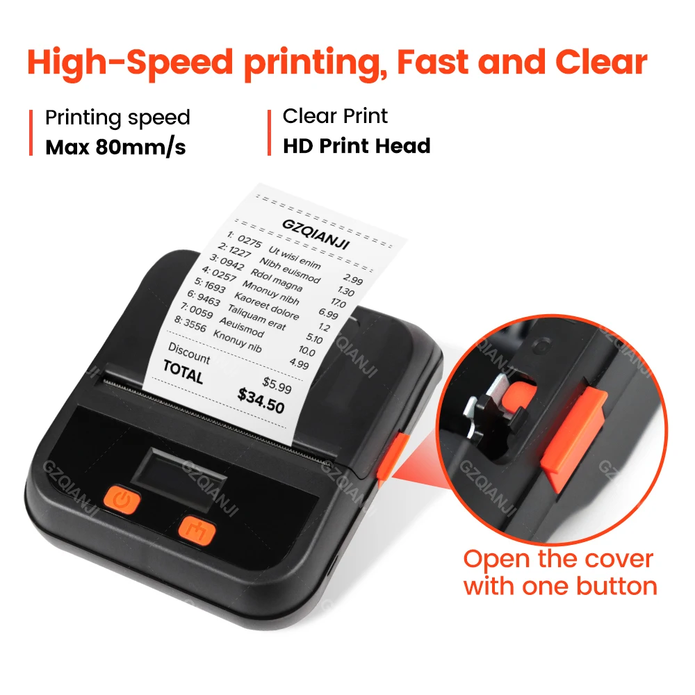 80mm Bluetooth Mini Thermal Receipt Label Printer USB 3\