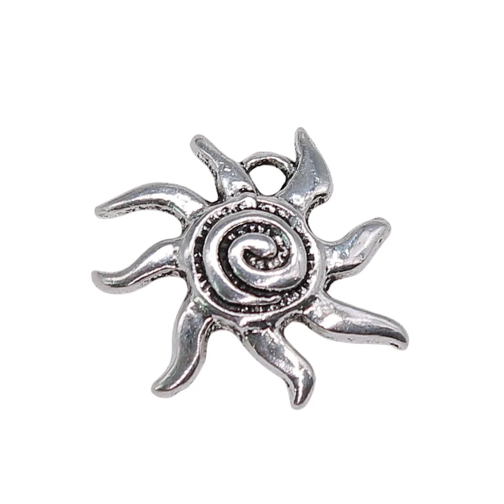 WYSIWYG 10 sztuk 19x17mm Sun Charm wisiorki do tworzenia biżuterii antyczne srebro kolor wisiorki słoneczne urok słońca do tworzenia biżuterii — zdjęcie 2