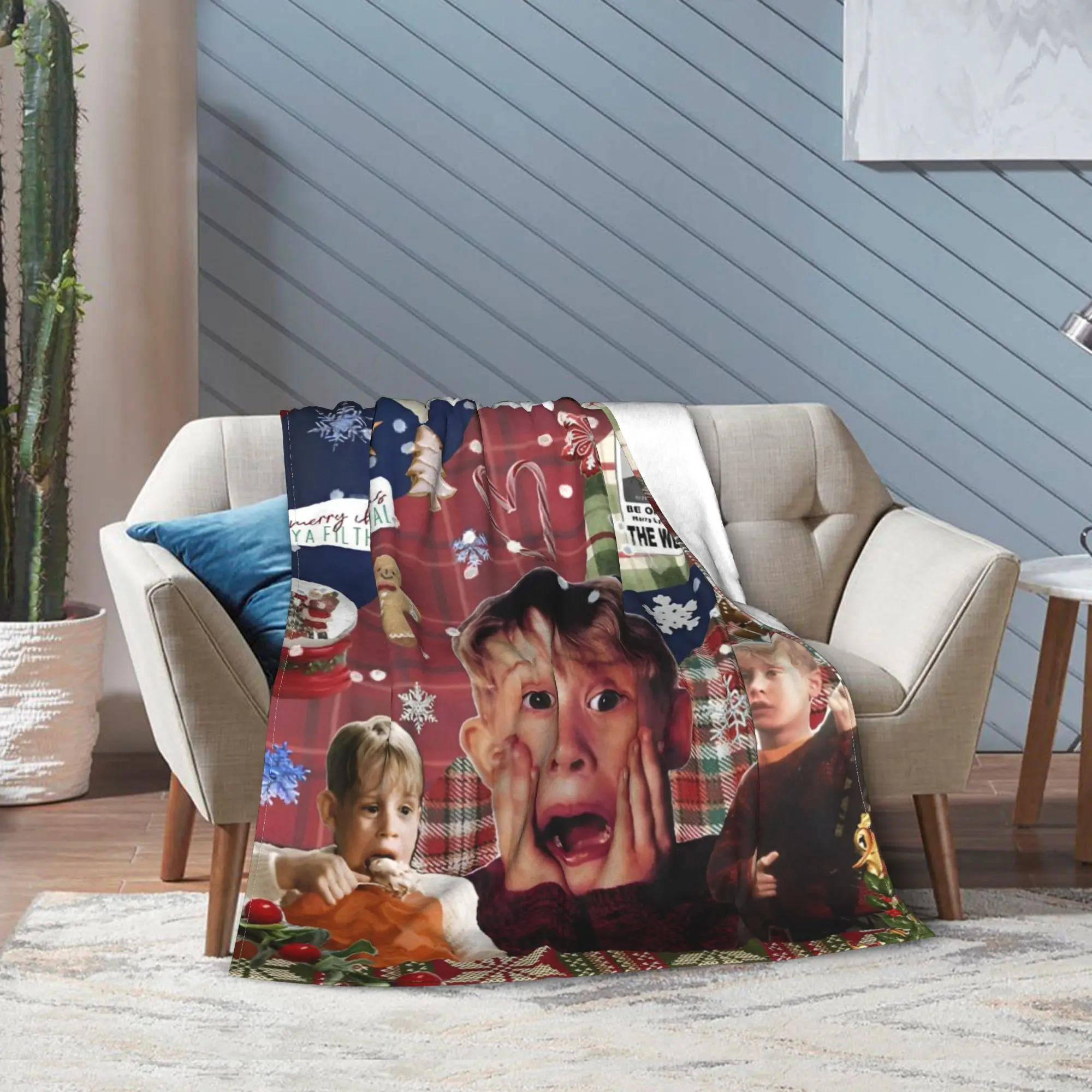 المنزل وحده ماكولاي كولكين الكولاج البطانيات كيفن كوميديا الفانيلا رمي بطانية أريكة تتحول لسرير المحمولة لينة الدافئة المفارش تنفس