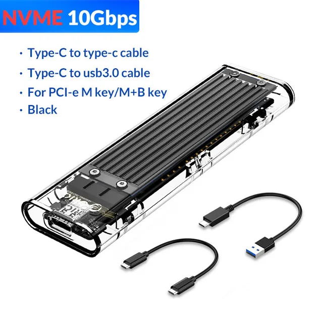 ORICO M2 SSD Behuizing NVMe SSD Enclosure M.2 naar Type C Transparante Harde Schijf Behuizing voor NVMe PCIE NGFF SATA M Key SSD Schijf Case
