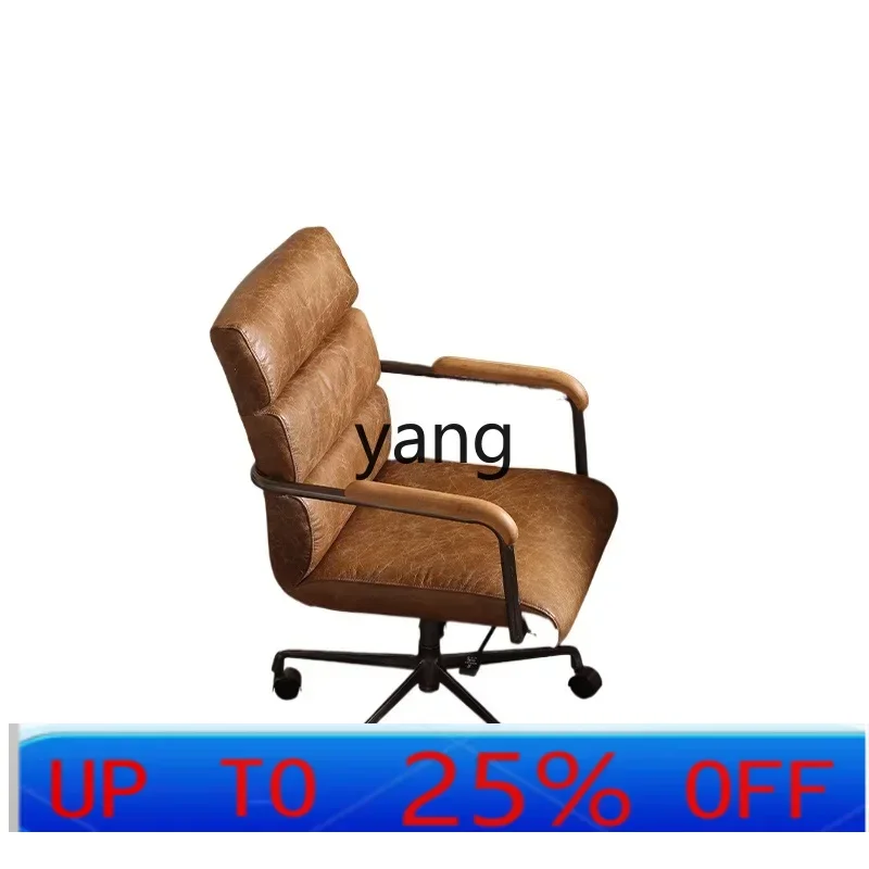 

LTT retro full leather computer chair office chair light luxury boss chair