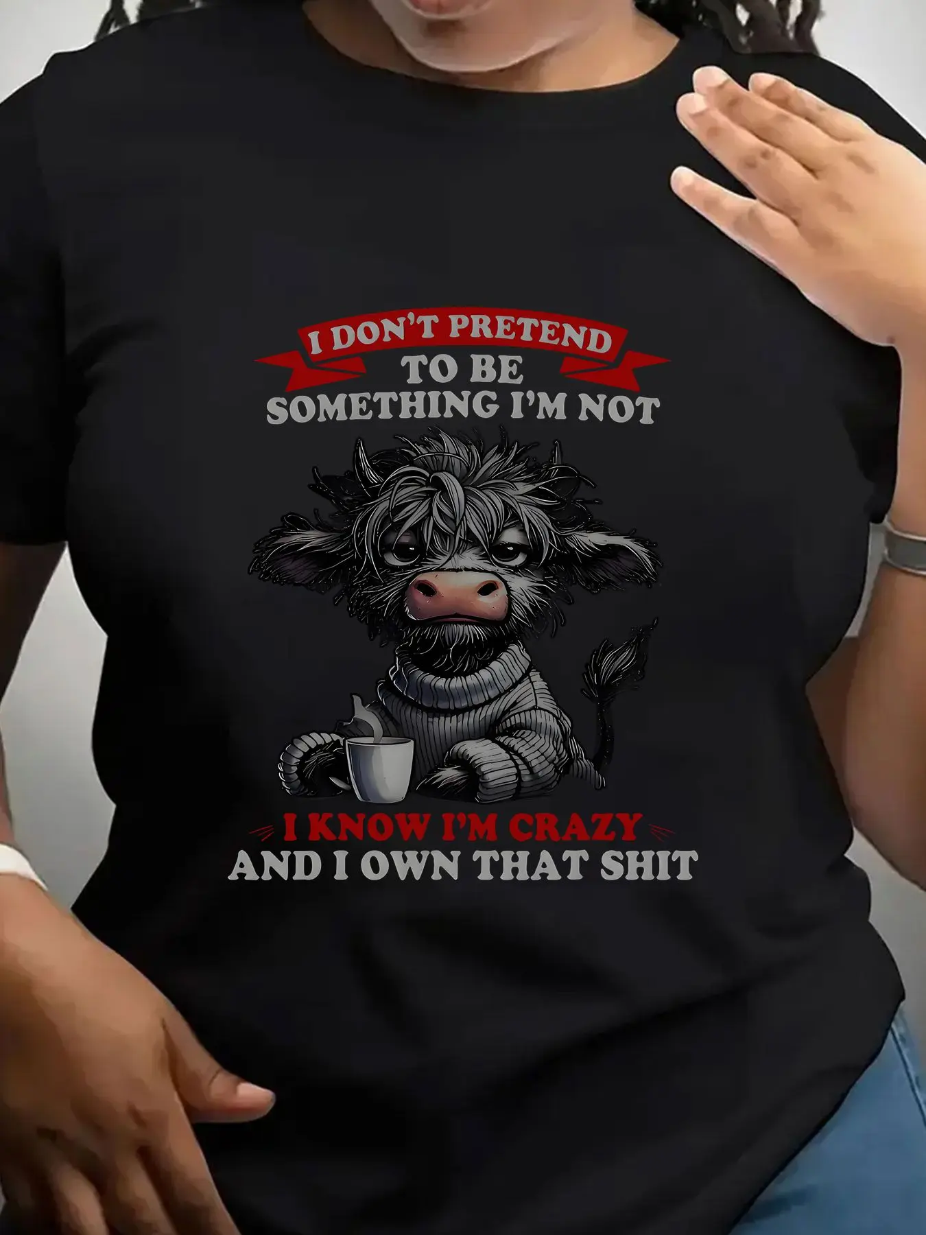 Women's Trendy Crew Neck T-Shirt I Don'T Pretend to Be Something I'M Not I Know I'M Crazy and I Own That  Suitable for Casual Sportswear