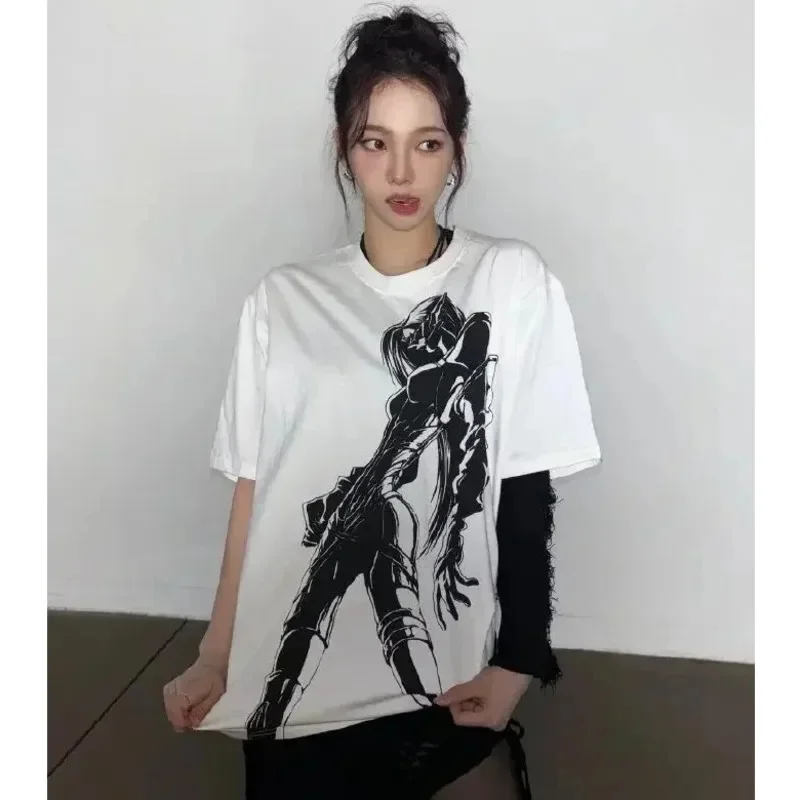 KPOP Aespa Whiplash Limited Edition Cotton T-shirt Short Sleeve KARINA GLSELLE WINTER NINGNING Same Print Loose Anime Techno Top