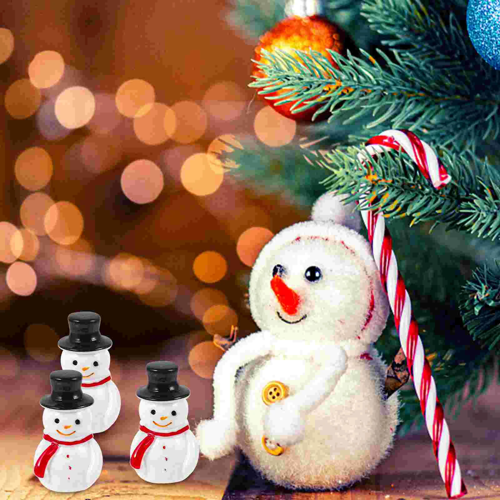 20 Pcs Mini Snowman Christmas Globe Resin Craft Micro Landscape Decor Miniature Xmas Child Figures