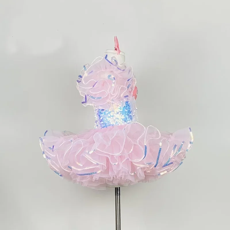 Abbigliamento da ballo per bambini vestito da Tutu ModernDance con paillettes vestito da principessa da sposa per bambini costume da ballo Jazz per ragazze