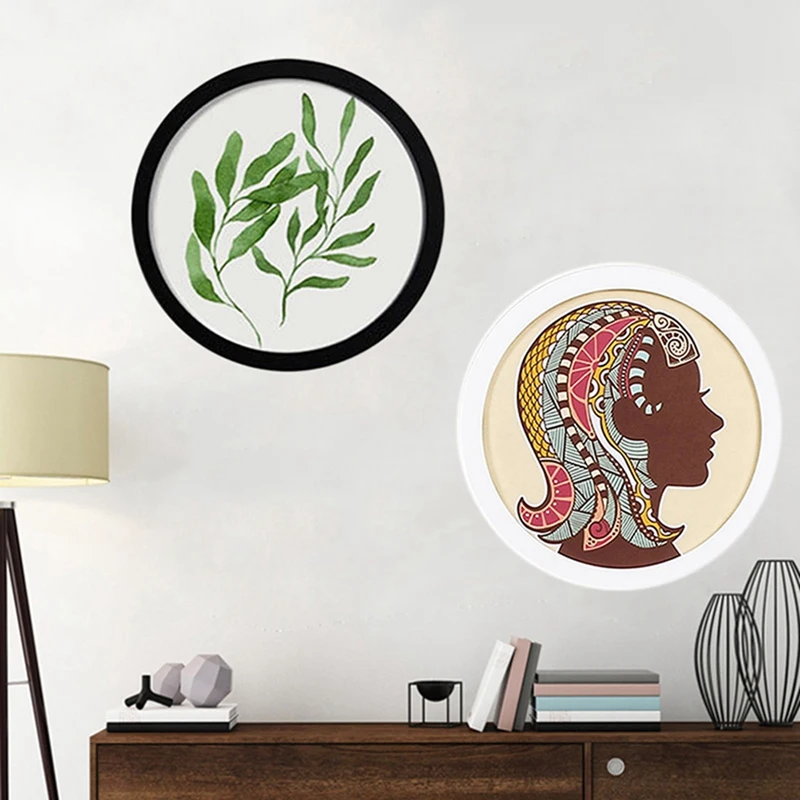 إطارات صور خشبية مستديرة ، هدية إبداعية ، خشب معلق على الحائط ، حامل صور ، ديكور منزلي ، 7 بوصات و 10 بوصات ، 2.