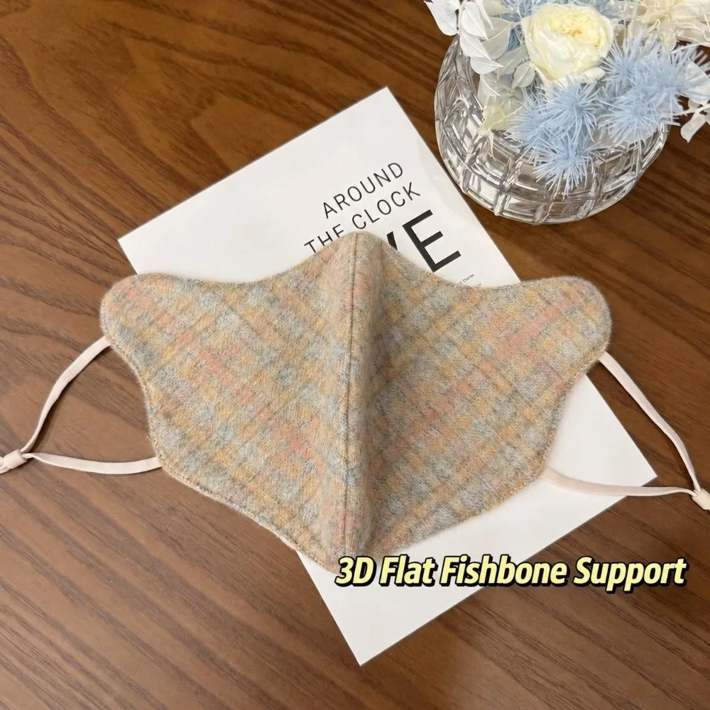 Durable Windproof Plaid Wool Face Mask Warm Breathable Warm Face Cover Oversized Plaid Windproof Face Mask Activities