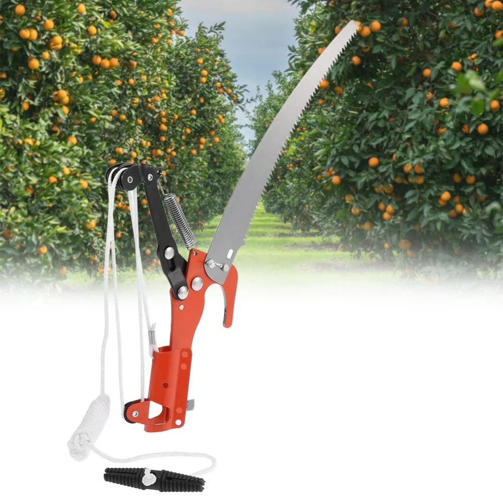 Durable Metal Pruning Shears 2 in 1 Red Scissor Saw Sharp Edge Extendable Harvester Clipper