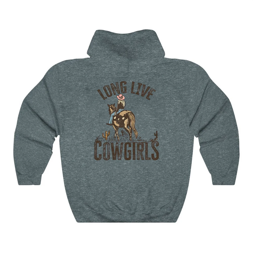 Long Live Cowgirls Hoodie Western Desert Hooded Sweatshirt Vintage Cactus Cowgirl Pullover Wild West Country Girl Trendy Hoodies