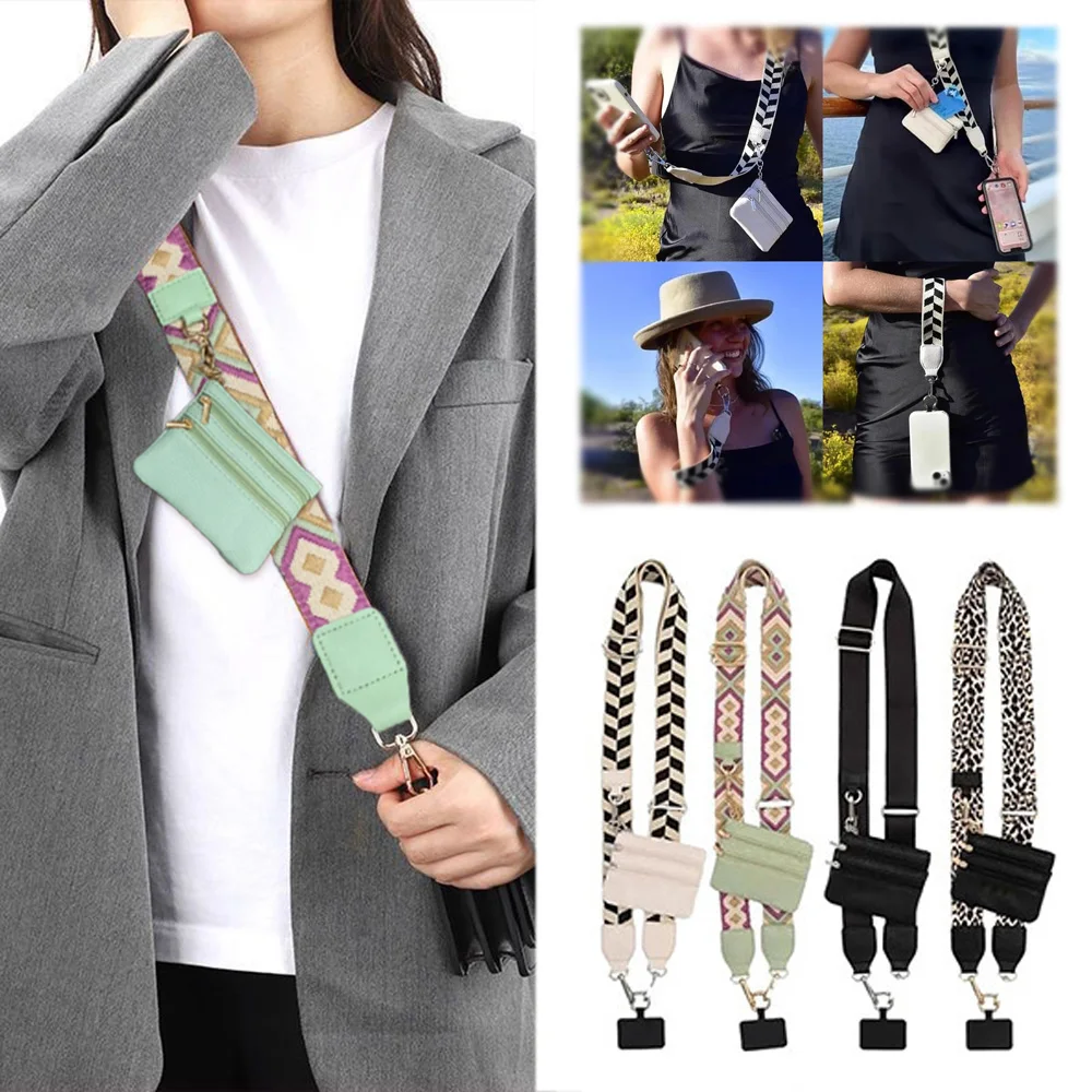 Outdoor Anti-lost Cell Phone Lanyard Adjustable Shoulder Strap With Zipper Women's Pouch Crossbody Rope With Cell Phone Pouch