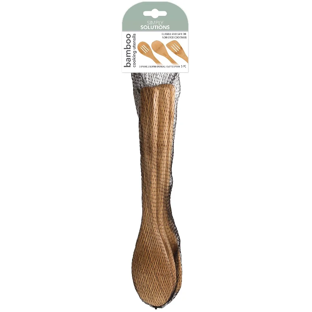 

Natural Bamboo Cutlery Set Reusable Eco Friendly Utensils Kitchen Dining Forks Spoons Knives 5 Piece Pack