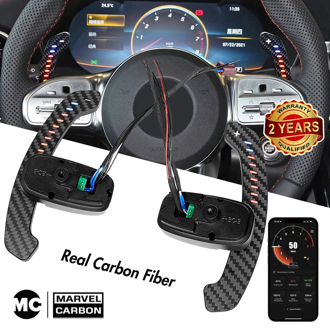 

LED Carbon Fiber Magnetic Paddle Shifters for Mercedes AMG