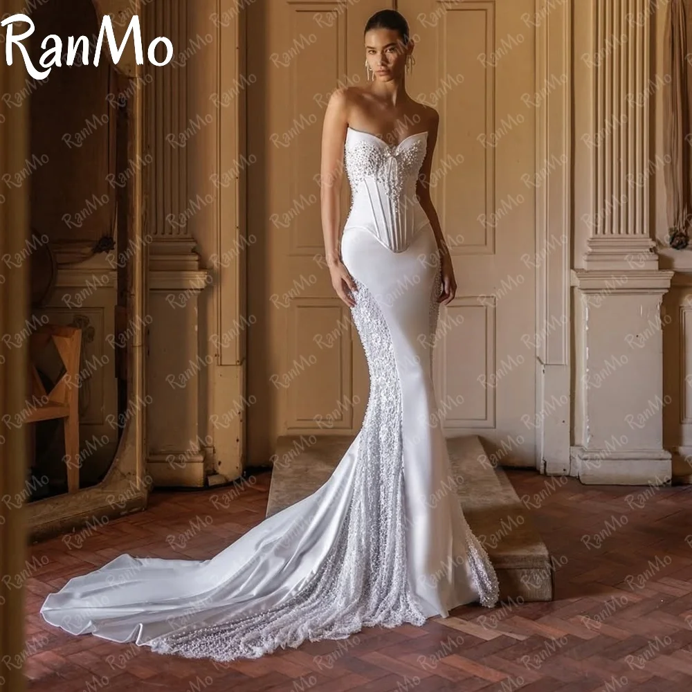 

Ranmo 2025 Exquisite Mermaid Wedding Dresses luxury Lace Sweetheart Stain Bridal Gown Lace Beaded Customized Vestidos De Novia