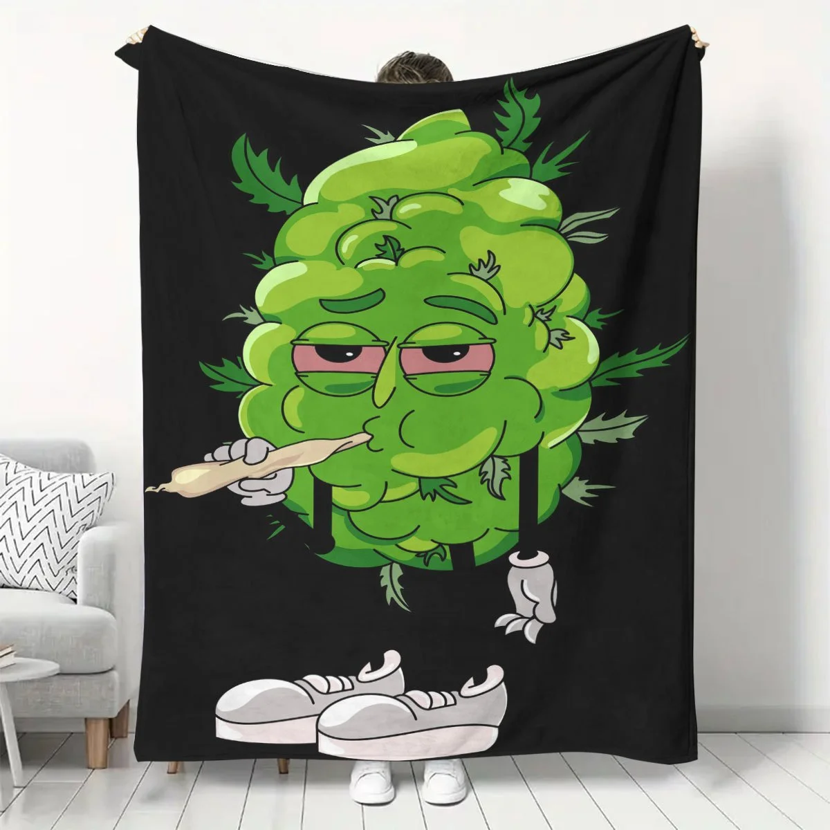 بطانية فلانيل بنمط نباتي غريب - ناعمة ودافئة، مناسبة للأريكة والسرير والكرسي والتخييم كهدية للعطلات للأولاد #1