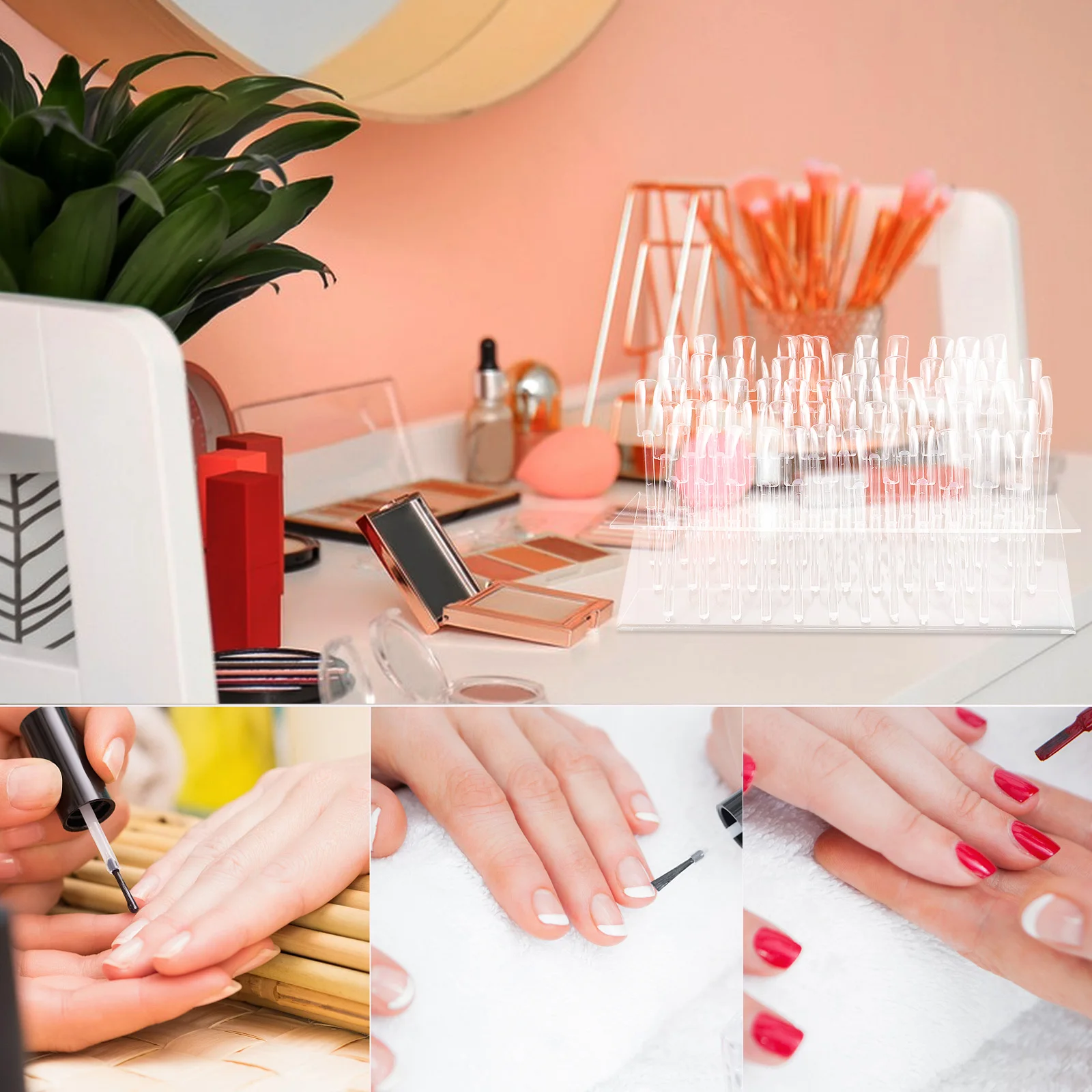 

64 Slots Nail Polish Display Rack Compact Z Shape Stand Organizer Color Card Function Portable Nail Art Salon Home Use