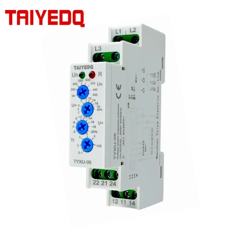 AC220V-460V TYXU-05 Voltage Protection Relay With Phase Sequence Phase Failure Asymmetry Delay Time Function