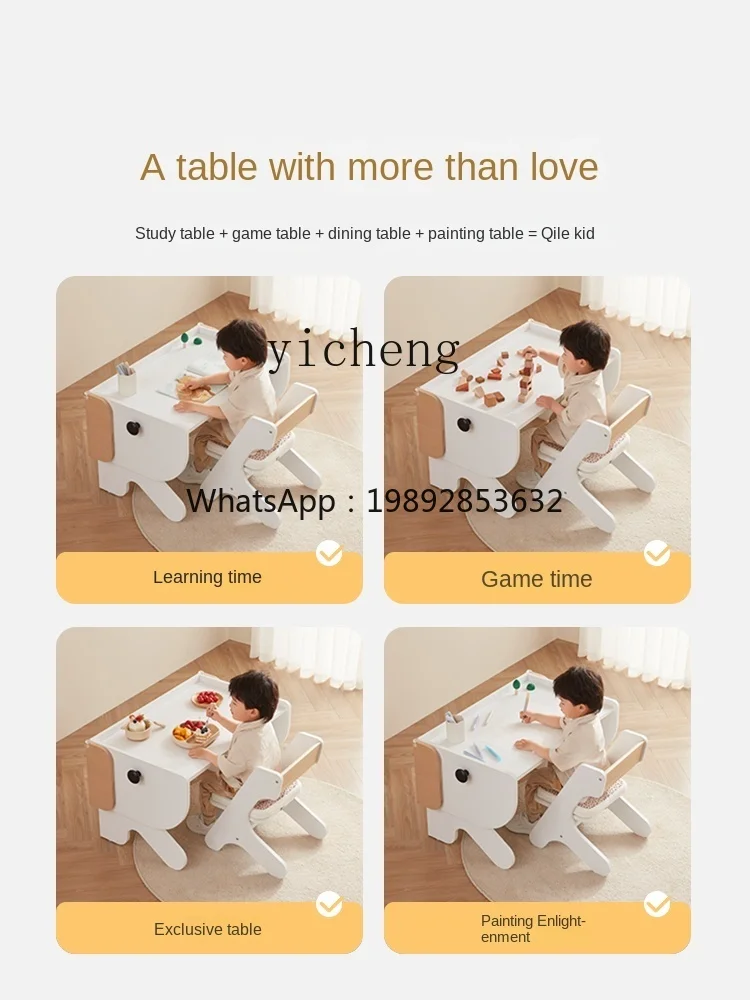ZZ Child Care Children Multi-Functional Study Table Baby Learning Gaming Table Graffiti Early Education Table and Chair