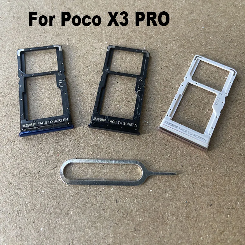 1PCS Sim Card Tray For Xiaomi Poco X3 Pro NFC Sim Card Holder Slot adapter and Micro SD Tray Holder With Free Eject Pin