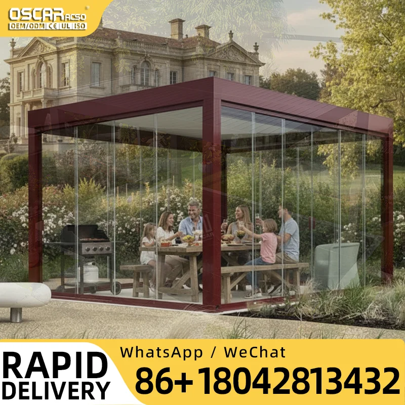 Outdoor Home Garden 3x3 3x4 Waterproof Louvered Aluminium Arches Arbours for Patio Balcony Backyard pergola view 3