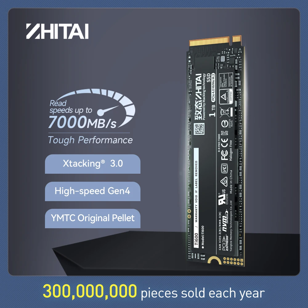 ZHITAI Ti600 SSD M.2 2280 NVMe M2 4TB 2TB 1TB 7000MB/s Hard Disk PCIe Gen4 x4 Internal Solid State Drive For Desktop PC